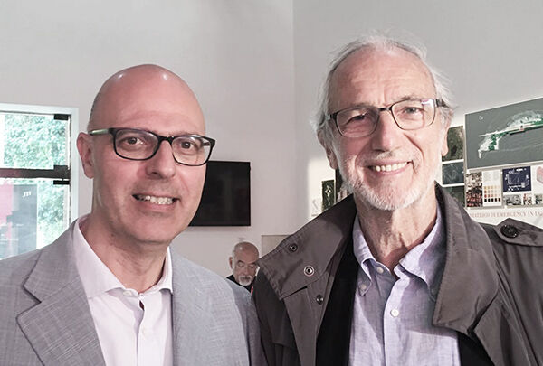 Ritratto di Nicola Pellicani con Renzo Piano nell'ambito della collaborazione al progetto di ricerca G124